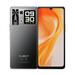 Deux smartphones noirs, l’un montrant son dos avec un module caméra et un petit écran, l’autre montrant son écran jaune-orange vibrant.