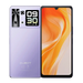 Smartphone violet avec écran secondaire à l’arrière.