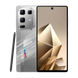 Smartphone argenté avec stylet, doté d’un système multi-caméras au dos et d’une caméra frontale à trou.