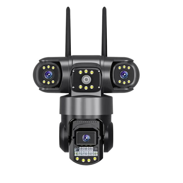 Système de sécurité à quatre caméras avec Wi-Fi et carte SD de 32 Go incluse.