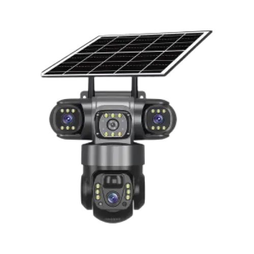 Une caméra de sécurité solaire à lentilles multiples.