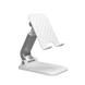 Support de téléphone de bureau blanc réglable.