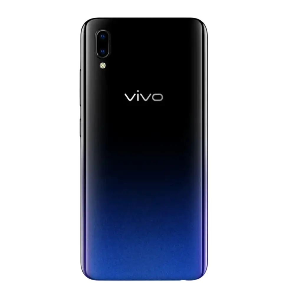 Smartphone noir et bleu dégradé doté d’un double appareil photo.