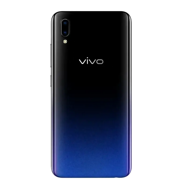 Smartphone noir et bleu dégradé doté d’un double appareil photo.