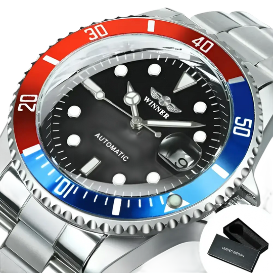 WINNER Montres mécaniques classiques pour hommes montre automatique d’affaires de marque de luxe lunette rotative