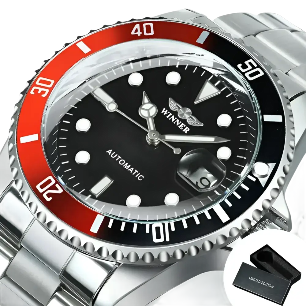 WINNER Montres mécaniques classiques pour hommes montre automatique d’affaires de marque de luxe lunette rotative