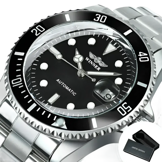 WINNER Montres mécaniques classiques pour hommes montre automatique d’affaires de marque de luxe lunette rotative