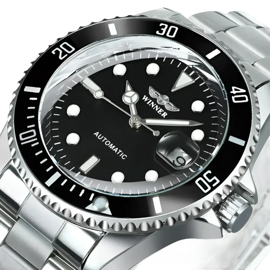 WINNER Montres mécaniques classiques pour hommes montre automatique d’affaires de marque de luxe lunette rotative