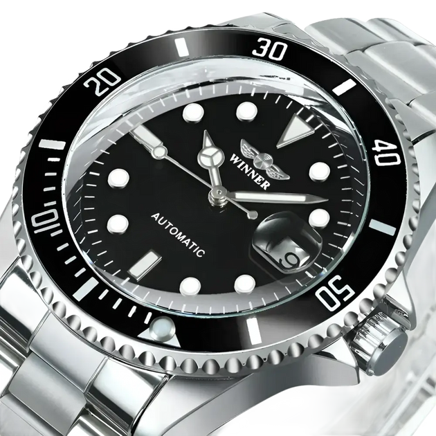 WINNER Montres mécaniques classiques pour hommes montre automatique d’affaires de marque de luxe lunette rotative